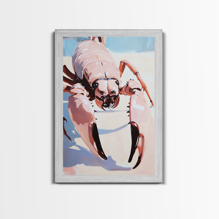 Crab Art, Coastal Nautical, Beach House Decor, Framed Canvas Print, Ocean Wall Art, Modern Minimalist Painting, Kitchen Wall Decor