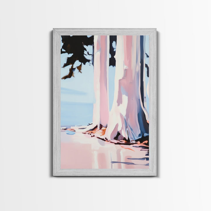 Birch Trees, Modern Forest Art, Minimalist Nature Painting, Cozy Cabin Wall Decor, Framed Canvas Print, Scandinavian Home Aesthetic