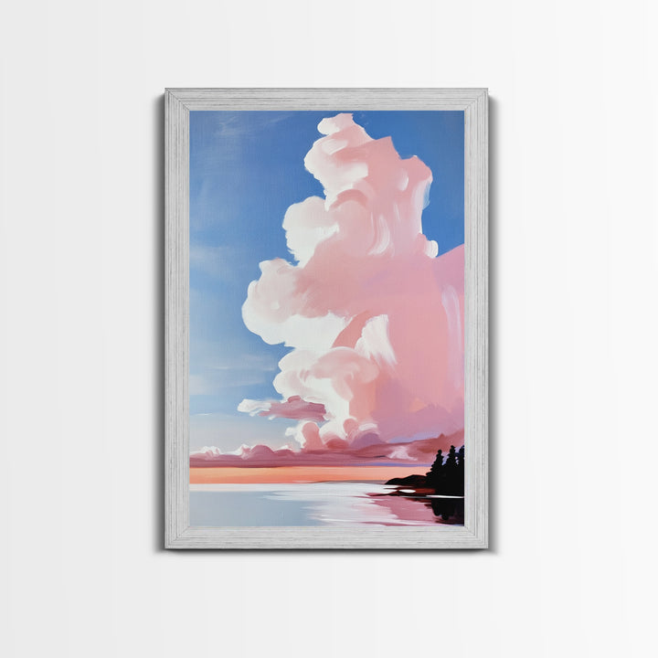 Pink Clouds, Sunset Sky, Dreamy Wall Art, Romantic Painting, Pastel Decor, Soft Aesthetic, Nature Inspired, Canvas Print, Bedroom Art