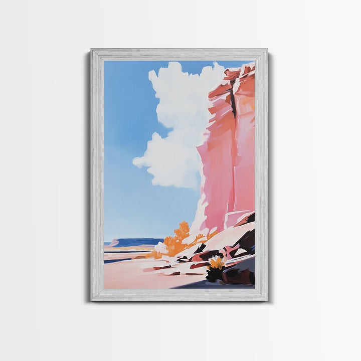 Canyon Landscape, Desert Wall Art, Warm Earth Tone Painting, Western Home Decor, Framed Canvas Print, Modern Rustic Wall Art