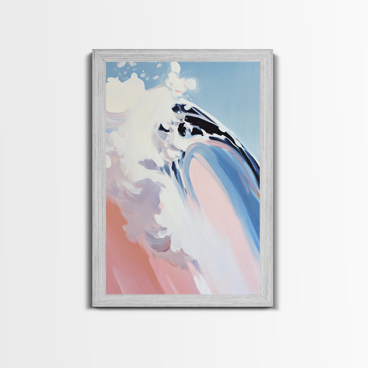 Ocean Curl, Surfer Wave Art, Framed Canvas Print, Beach House Decor, Coastal Painting, Summer Vibes Artwork, Minimalist Seascape