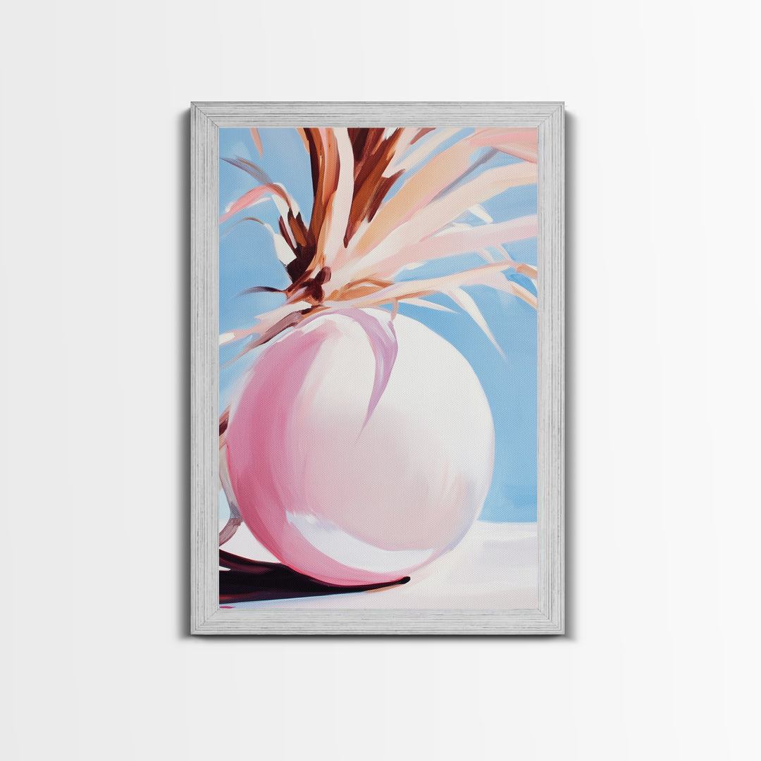 Desert, Palm Tree, Abstract, Framed Canvas Print, Earthy Tones Wall Art, Modern Southwest Decor, Stylish Living Room Art, Trendy Design