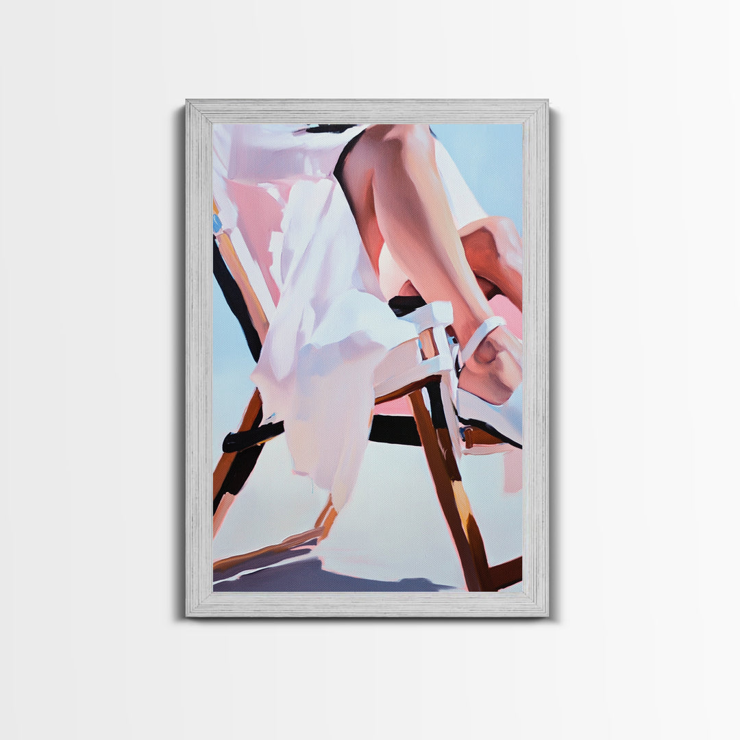 Relaxing Moment, Summer Vibes, Elegant Legs, Canvas Print, Feminine Art, Minimalist Aesthetic, Bedroom Wall Art, Chic Modern Decor