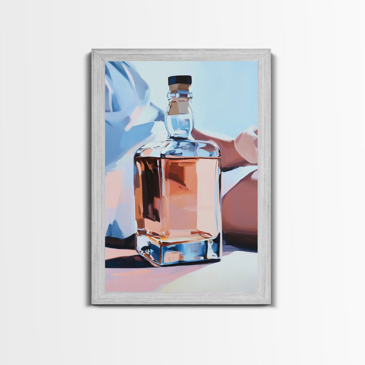 Whiskey Bottle, Elegant Drink, Modern Still Life, Minimalist Art, Sophisticated Decor, Bar Wall Art, Contemporary Painting, Canvas Print
