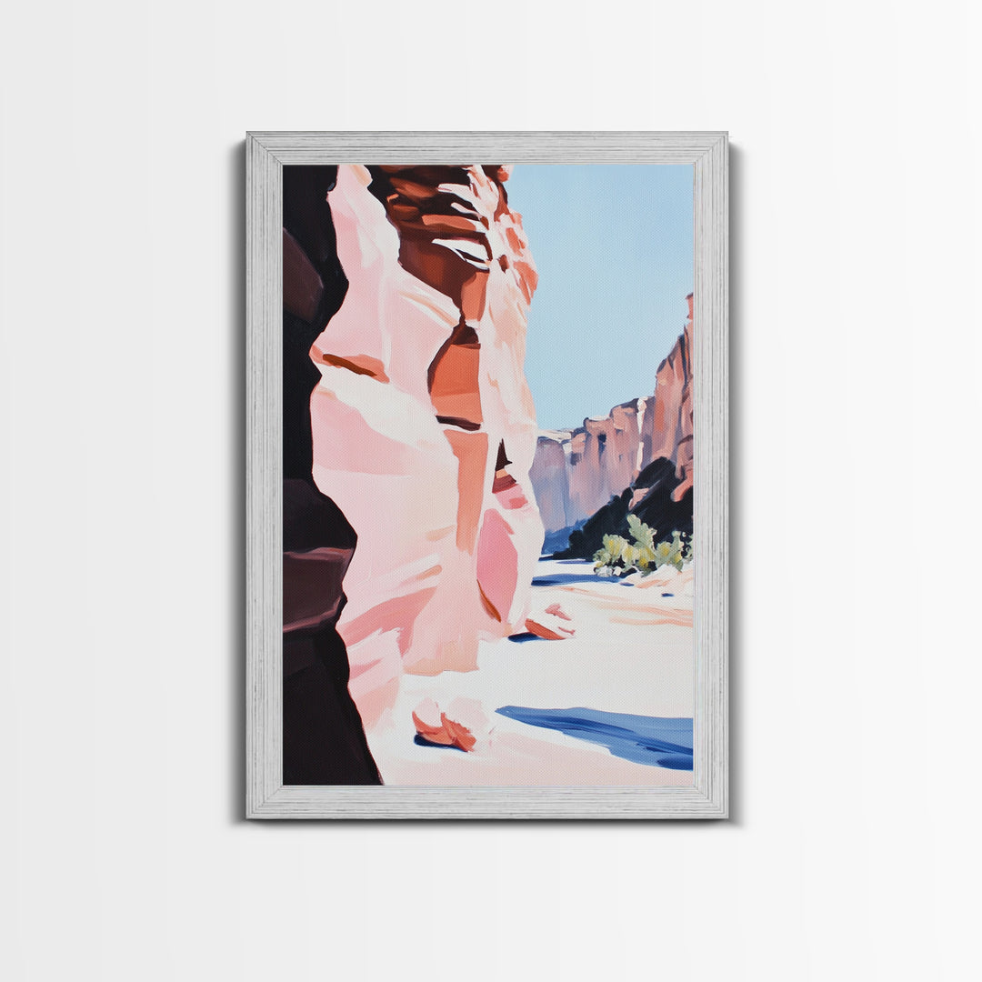 Desert Canyon, Red Rock Art, Southwest Landscape Print, Framed Canvas Print, Nature Lover Gift, Rustic Western Home Decor