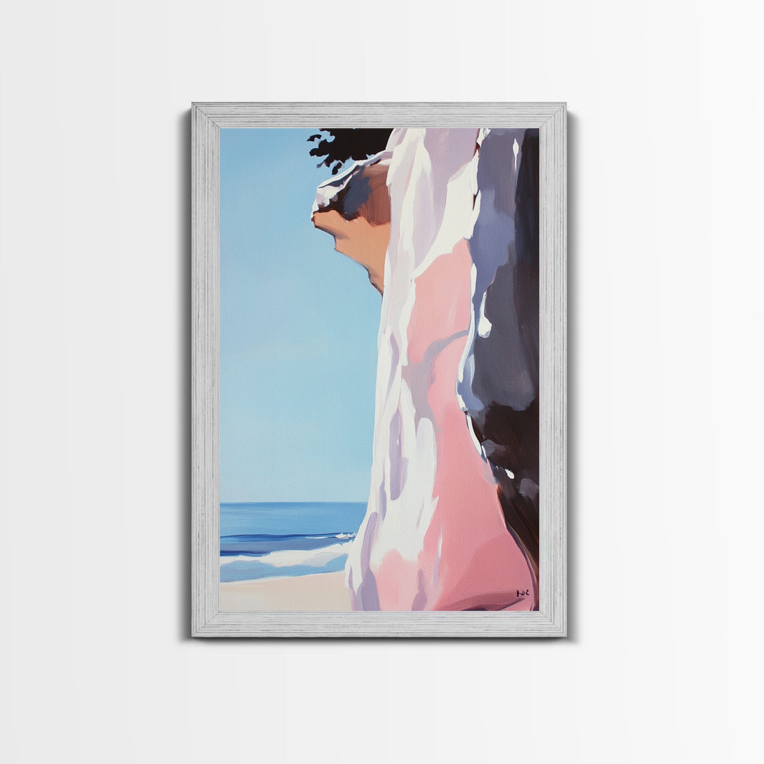 Ocean Cliff, Coastal Landscape Art, Seaside Print, Beach House Decor, Natural Tones, Framed Canvas Print, Modern Wall Art, Gift