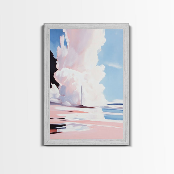 Pink Clouds, Sky Art, Dreamy Landscape, Serene Wall Decor, Blue and Pink Painting, Framed Canvas Print, Office Decor, Aesthetic Gift