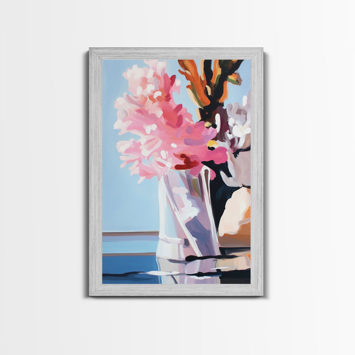 Pink Clouds, Sky Art, Dreamy Landscape, Serene Wall Decor, Blue and Pink Painting, Framed Canvas Print, Office Decor, Aesthetic Gift