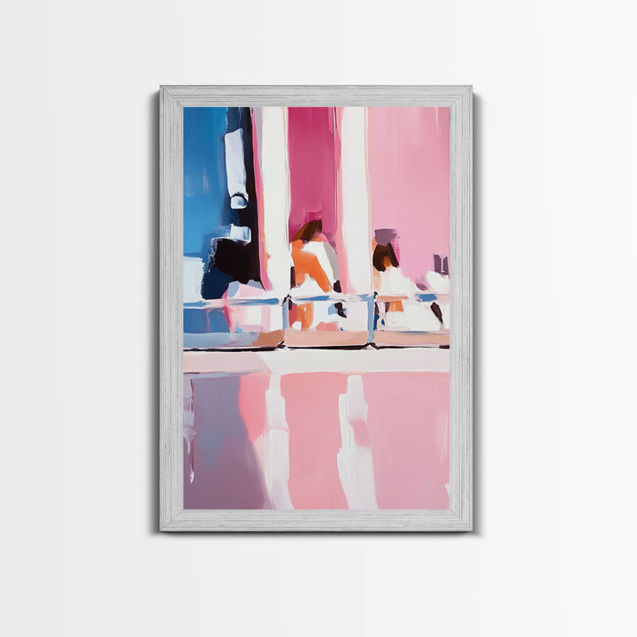 Abstract Reflection, Pink and Blue Art, Contemporary Wall Decor, Canvas Print, Modern Interior Design, Aesthetic Home Styling