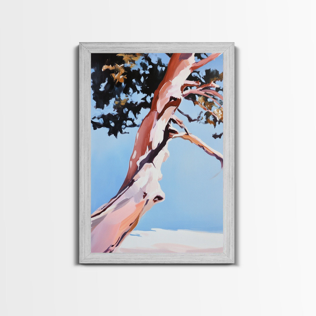 Abstract Tree Art, Modern Landscape Painting, Contemporary Earthy Decor, Minimalist Nature Print, Framed Canvas Print, Office Wall Art