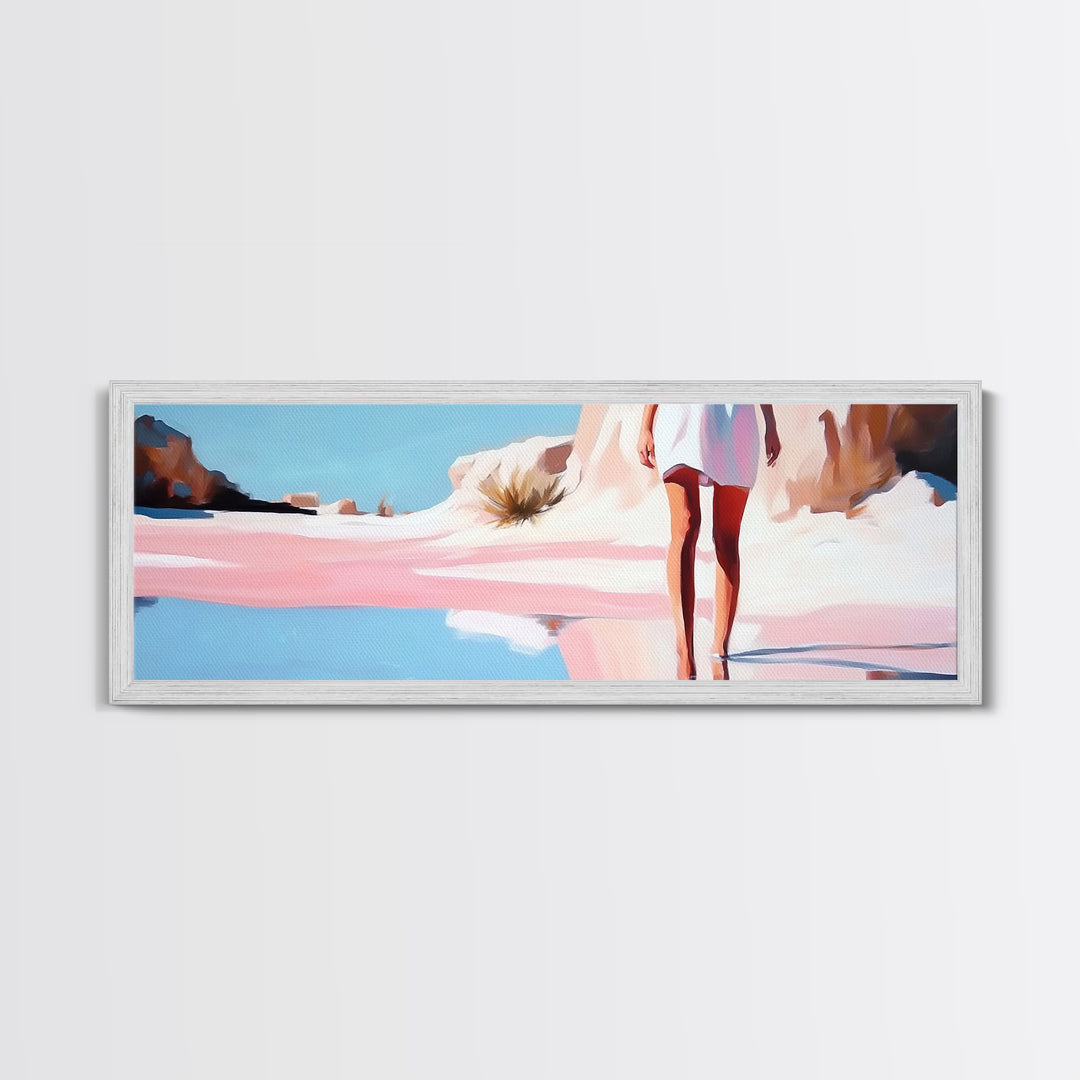 Desert Mirage, Ethereal Landscape, Sunlit Horizon, Framed Canvas Print, Pastel Canyon Scene, Boho Wall Decor, Minimalist Western Art