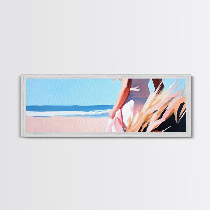 Ocean Breeze, Coastal Woman, Serenity Art, Beach Aesthetic, Canvas Print, Boho Wall Art, Relaxing Bedroom Wall Decor