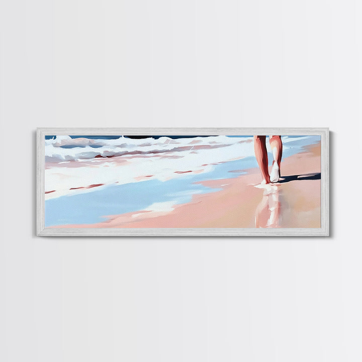 Coastal Walk, Beach, Ocean, Serenity, Framed Canvas Print, Coastal Wall Art, Nautical Decor, Living Room Wall Art, Minimalist Art