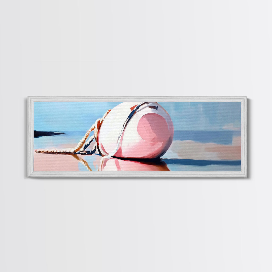 Nautical Buoy, seaside coastal wall art, beach house decor, maritime aesthetic, minimalist print, framed canvas print, lake house art