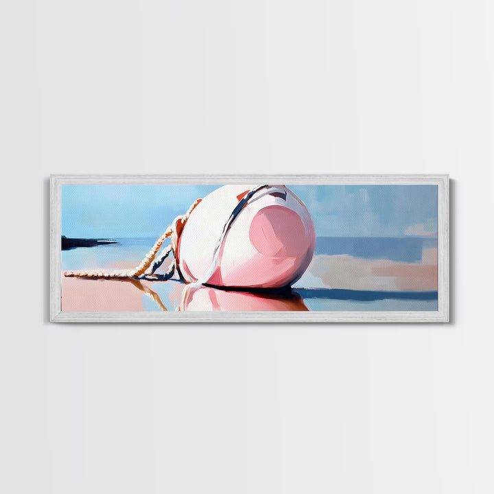 Nautical Buoy, seaside coastal wall art, beach house decor, maritime aesthetic, minimalist print, framed canvas print, lake house art