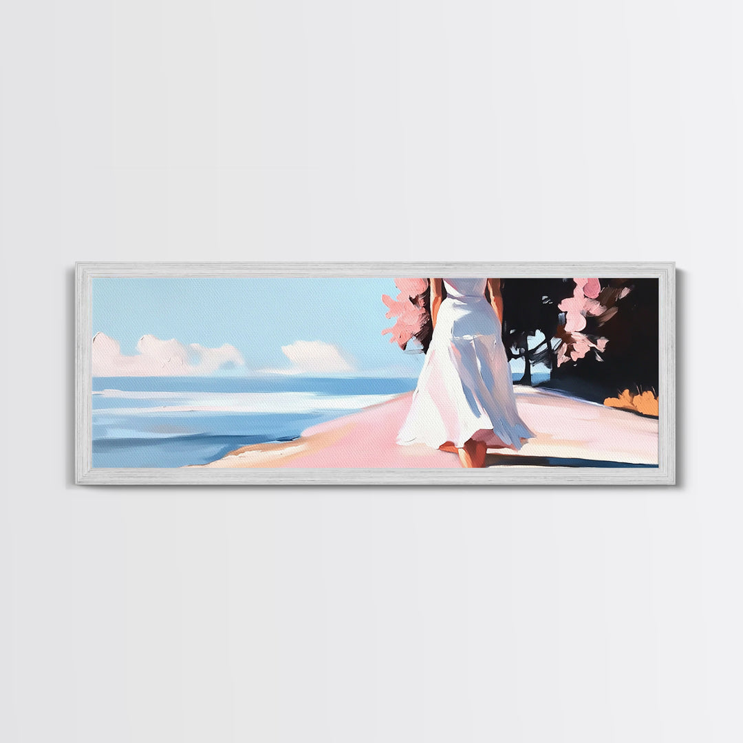 Ocean Breeze, Coastal Landscape, Bathroom Wall Art, Canvas Print, Minimalist Seascape, Pastel Beach Decor, Soft Aesthetic Artwork