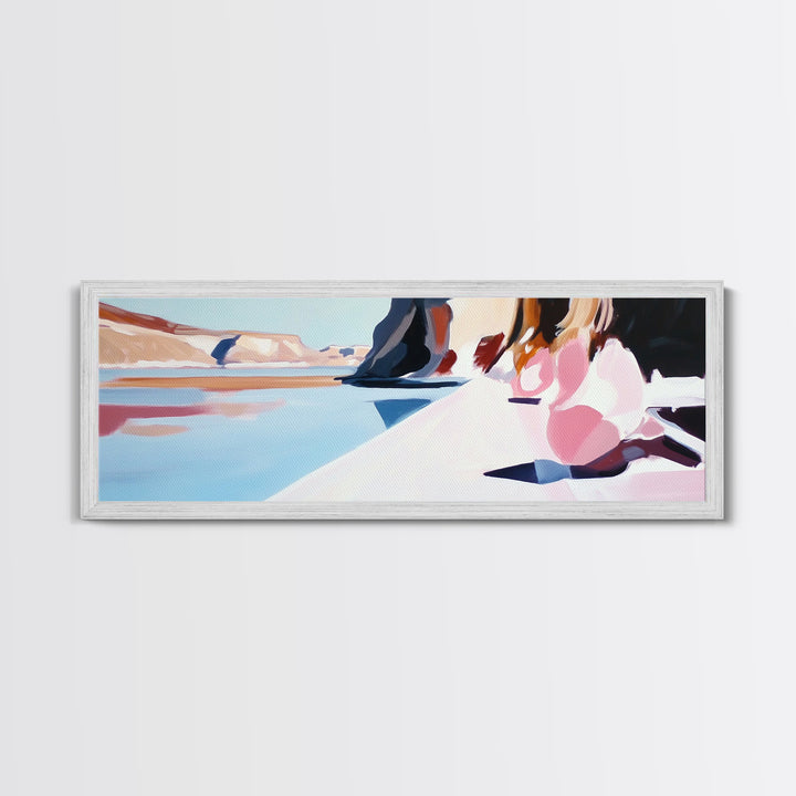 Desert Reflection, Minimalist Art, Modern Landscape, Neutral Tones, Framed Canvas Print, Boho Decor, Living Room Wall Art, Large Art