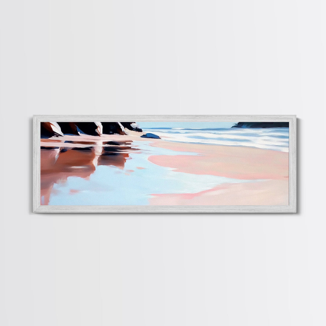 Hand Reflection, Abstract Art, Soft Blues, Pink Hues, Framed Canvas Print, Contemporary Wall Art, Bedroom Decor, Zen Aesthetic