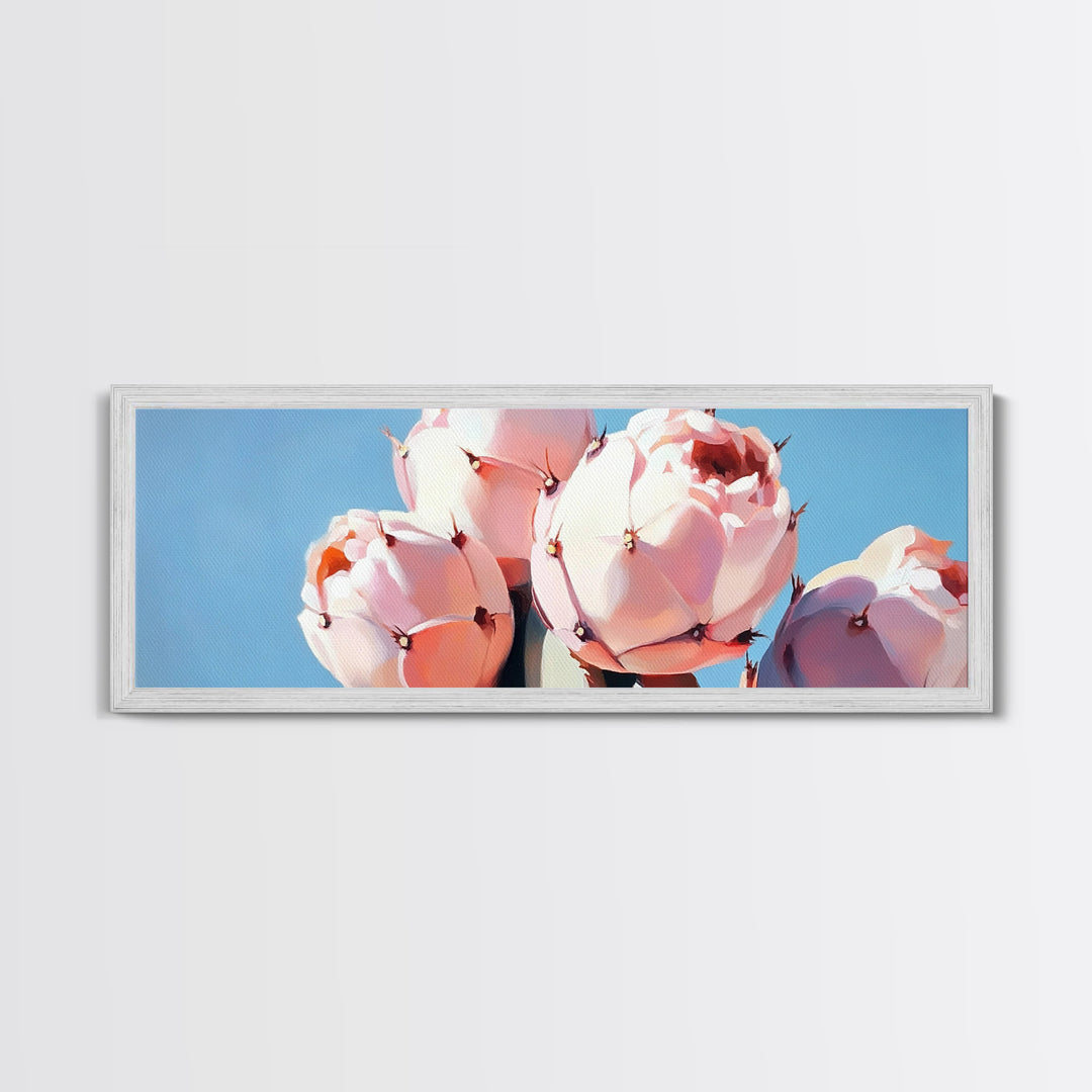 Cactus Flower Art, Desert Boho Decor, Minimalist Nature Painting, Southwest Framed Canvas Print, Rustic Wall Art, Earthy Home Aesthetic