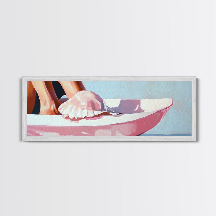 Beach Shell, Coastal Decor, Modern Art, Framed Canvas Print, Pastel Beach Wall Art, Minimalist Ocean Art, Nautical Art, Summer Vibes