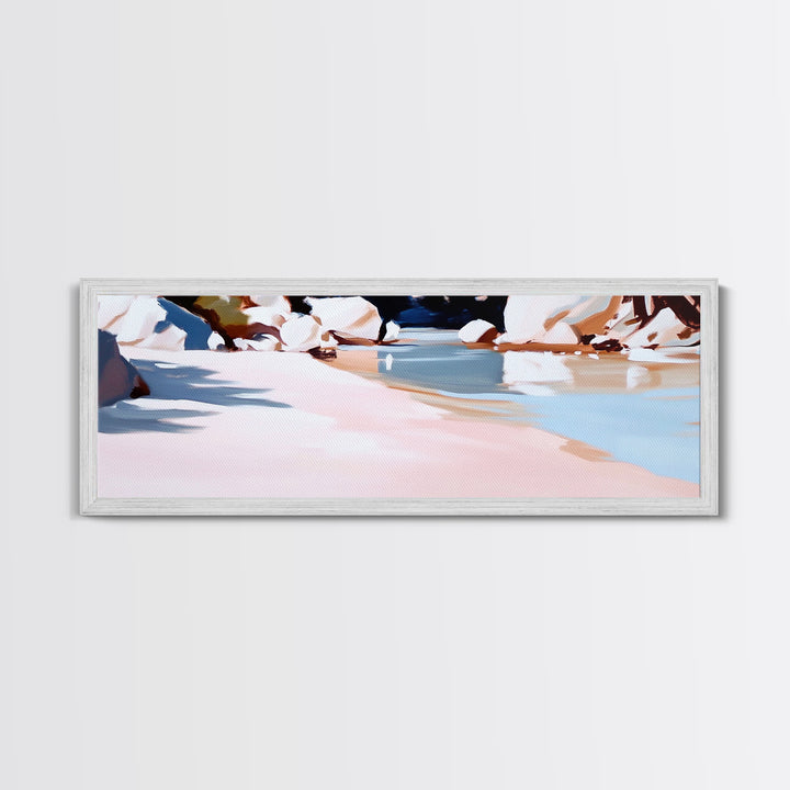 Riverbank Scene, Tranquil Water, Nature Landscape, Minimalist Water Reflection, Boho Earthy Decor, Relaxing Wall Art, Canvas Print