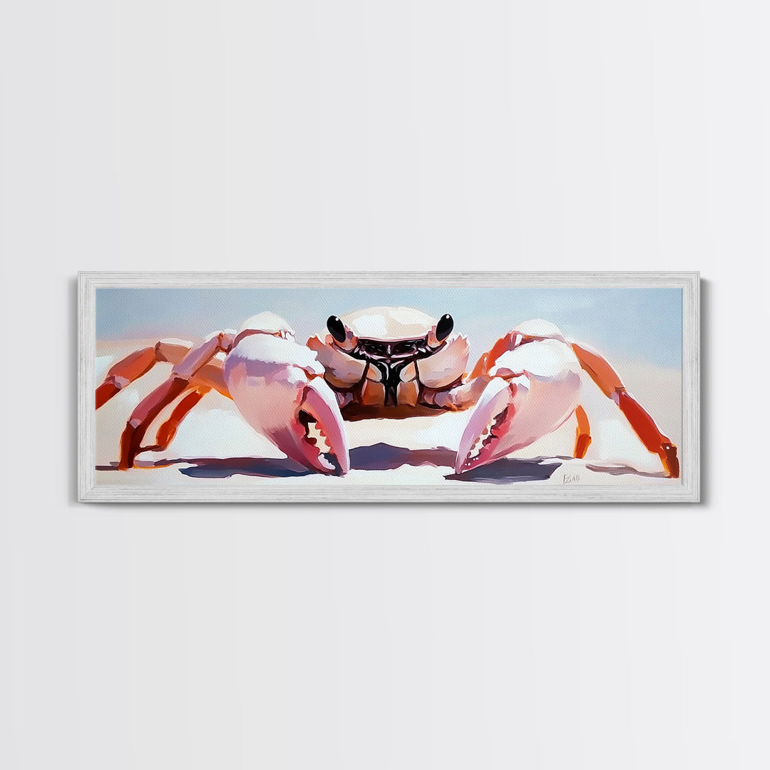 Crab Art, Beach Wall Art, Coastal Decor, Nautical Painting, Ocean Animal Print, Pastel Tones, Living Room Art, Canvas Print