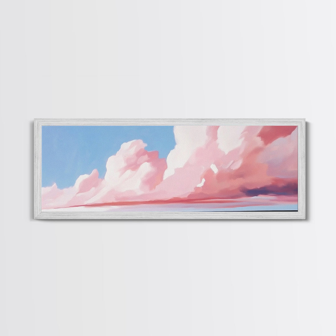 Blush Clouds, Sky Painting, Soft Aesthetic, Framed Canvas Print, Modern Landscape, Living Room Wall Art, Minimalist Abstract Art