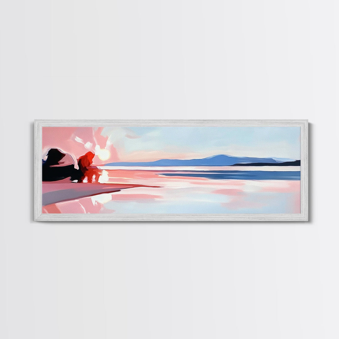 Ocean Bliss, Beach Serenity, Sunset Vibes, Framed Canvas Print, Coastal Decor, Nautical Theme, Living Room Art, Relaxing Wall Painting