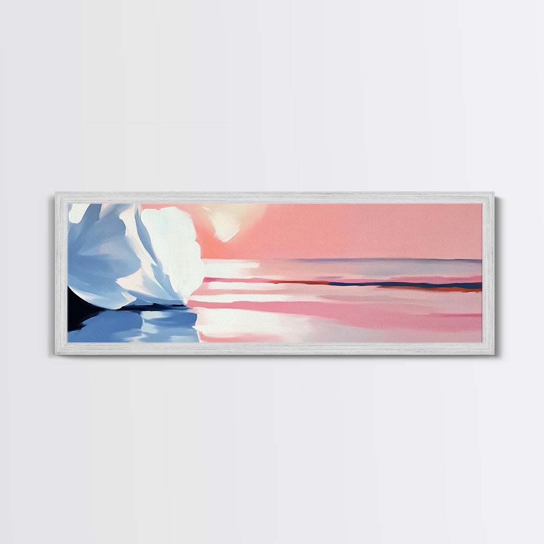Blush Sky, Ocean Reflection, Pastel Landscape, Coastal Serenity, Canvas Print, Bedroom Wall Art, Modern Impressionist, Gift Idea
