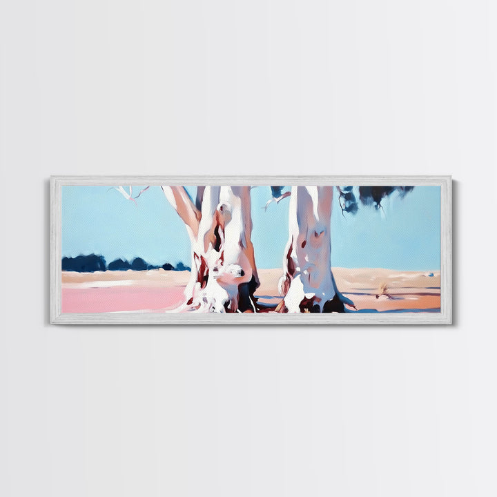 Desert Trees, Minimalist Landscape, Rustic Home Decor, Framed Canvas Print, Living Room Wall Art, Boho Aesthetic, Neutral Nature Art