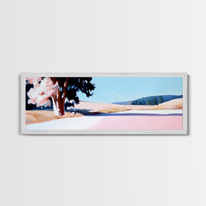 Blooming Tree, Nature Landscape, Spring Art, Framed Canvas Print, Living Room Wall Art, Impressionist Painting, Minimalist Decor