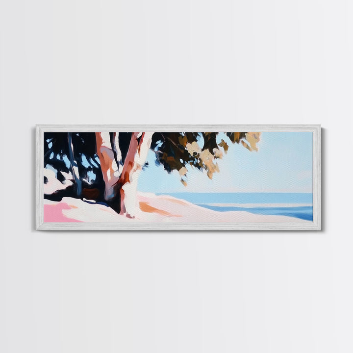 Coastal Serenity, Ocean View, Beach Art, Framed Canvas Print, Bedroom Wall Art, Modern Seascape, Relaxing Coastal Decor, Blue Tones