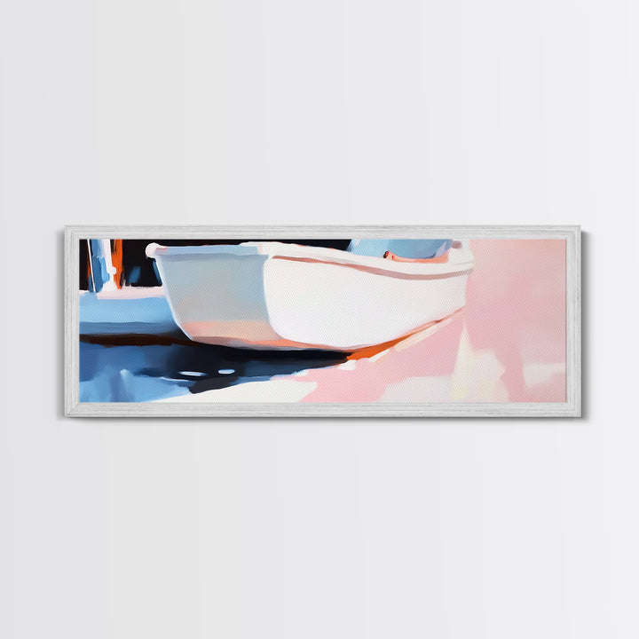 Pastel Bathtub, Soft Interior, Cozy Minimalist, Self Care Aesthetic, Spa Wall Art, Canvas Print, Bathroom Decor, Relaxing Home Style