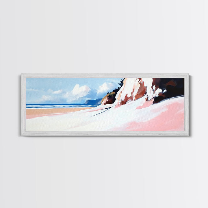 Ocean Cliff, Beach Wall Art, Coastal Landscape, Nature Painting, Serene Seascape, Modern Minimalist, Bedroom Decor, Canvas Print