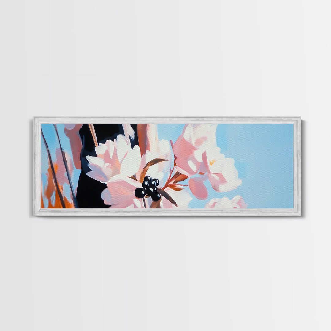 Cherry Blossoms, Floral Wall Art, Spring Decor, Nature Painting, Pastel Aesthetic, Elegant Botanical, Living Room, Canvas Print
