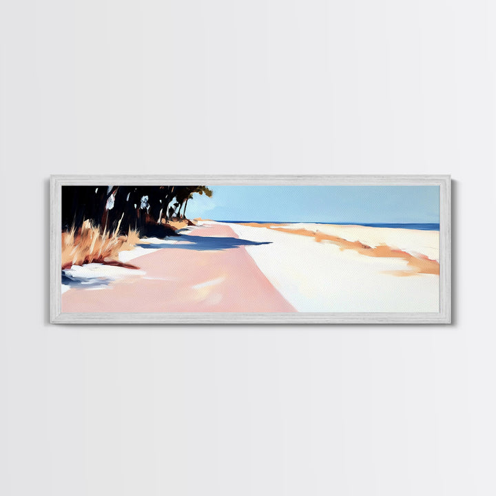 Beach Path, Sand Dunes, Coastal Landscape, Office Wall Art, Minimalist Seascape, Neutral Aesthetic, Framed Canvas Print, Modern Home Design
