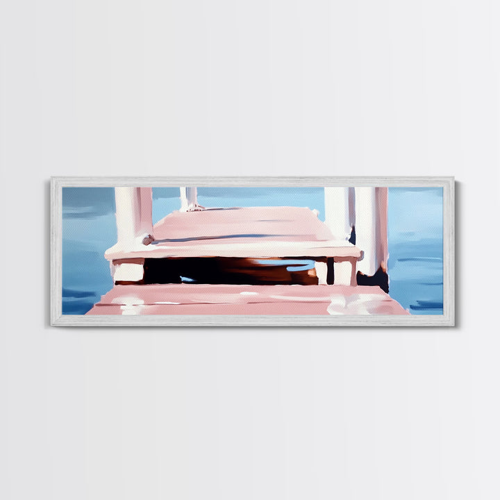 Dock on Water, Serene Reflection, Minimalist Art, Nautical Decor, Canvas Print, Coastal Home Art, Relaxing Wall Art, Lake House Decor