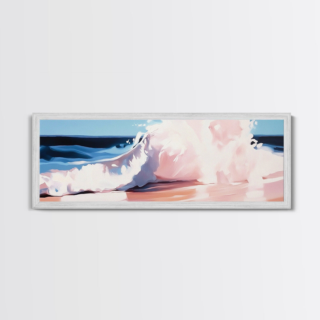 Ocean Wave, Coastal Splash, Beach House Wall Art, Framed Canvas Print, Serene Seascape, Blue Aesthetic, Nautical Home Decor