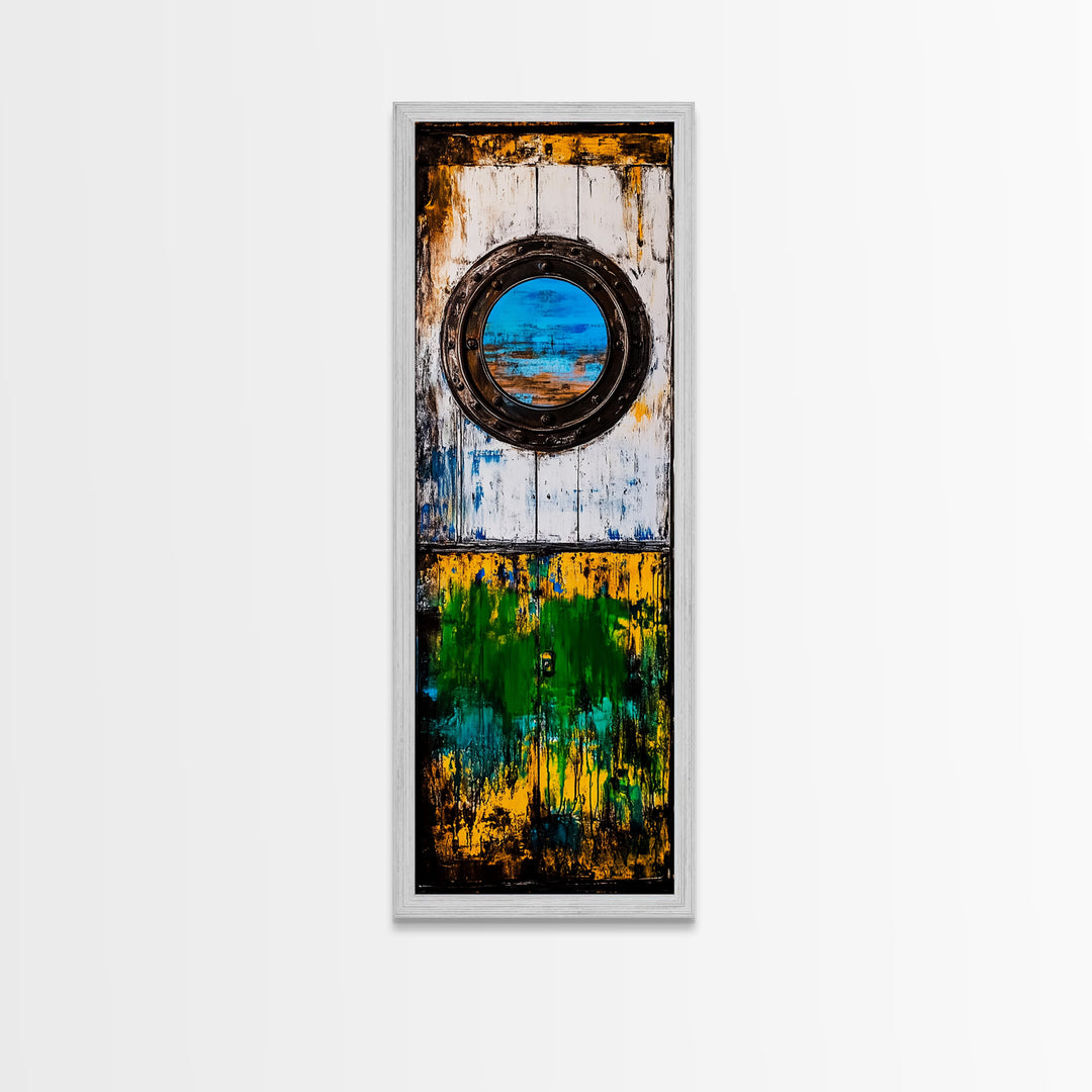 Nautical Window, Rustic Wood, Coastal Home, Canvas Print, Ocean View, Maritime Wall Art, Beach House Decor, Living Room Wall Art