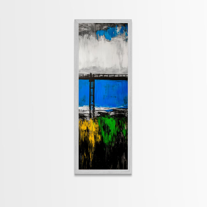 Bridge, Blue Water, Modern Abstract, Canvas Print, Contemporary Art, Urban Landscape, Minimalist Wall Art, Office Decor, Unique Home Art
