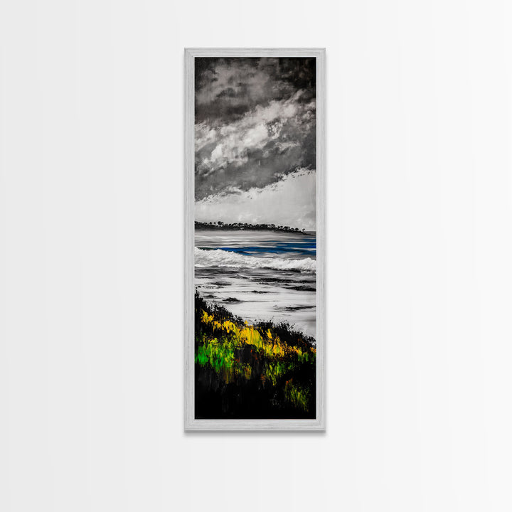 Coastal Horizon, Abstract Seascape Painting, Beach Wall Art, Framed Canvas Print, Office Decor, Ocean Waves Artwork, Living Room Art