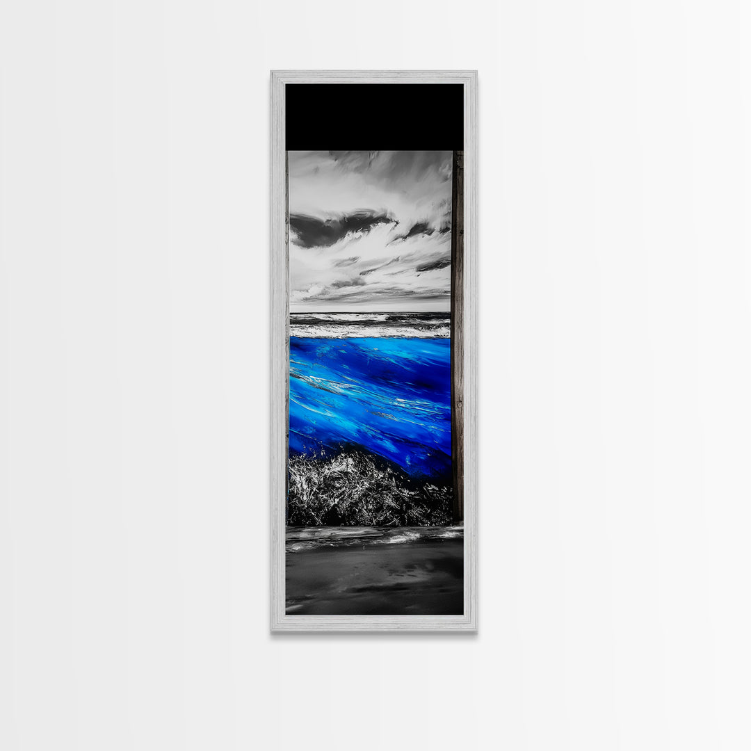 Ocean View, Blue Wave Art, Coastal Decor, Nautical Wall Art, Modern Abstract, Beach House Decor, Framed Canvas Print