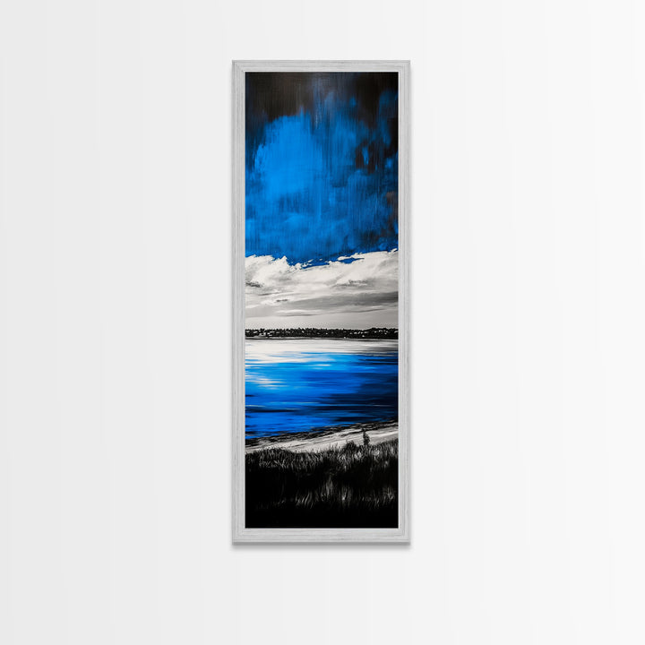 Blue Waters, Coastal Horizon, Minimalist Landscape, Modern Seascape, Canvas Print, Nautical Wall Art, Living Room Art, Office Decor