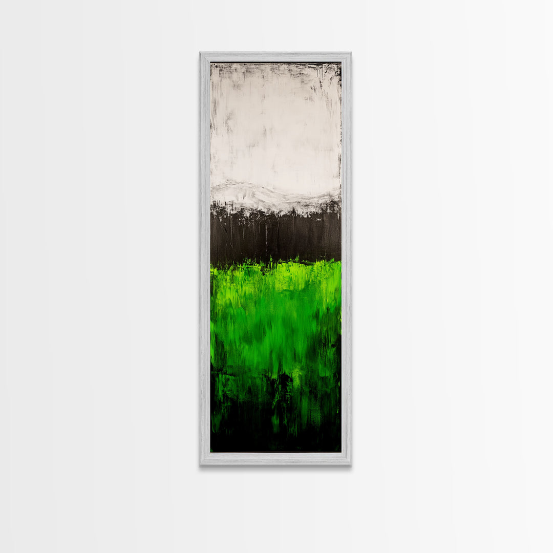 Abstract Green Field, Minimalist Landscape Painting, Modern Nature Art, Canvas Print, Vibrant Green Wall Decor, Contemporary Home Art