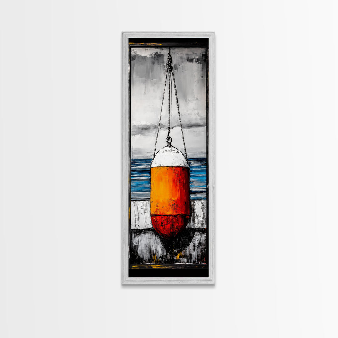 Nautical Buoy, Coastal Wall Art, Beach House Decor, Ocean Art, Framed Canvas Print, Maritime Art, Living Room Wall Art, Minimalist Style