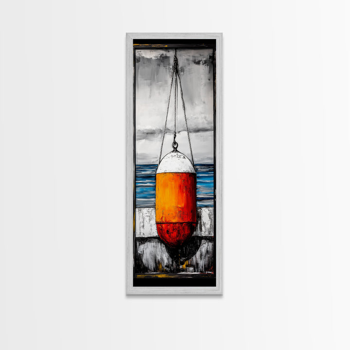 Nautical Buoy, Coastal Wall Art, Beach House Decor, Ocean Art, Framed Canvas Print, Maritime Art, Living Room Wall Art, Minimalist Style