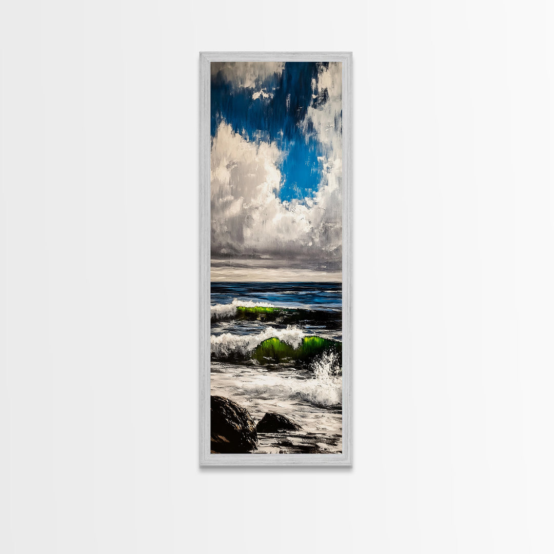 Ocean Wave Painting, Coastal Wall Art, Blue and Green Seascape, Nautical Artwork, Modern Beach House Decor, Living Room Art, Canvas Print