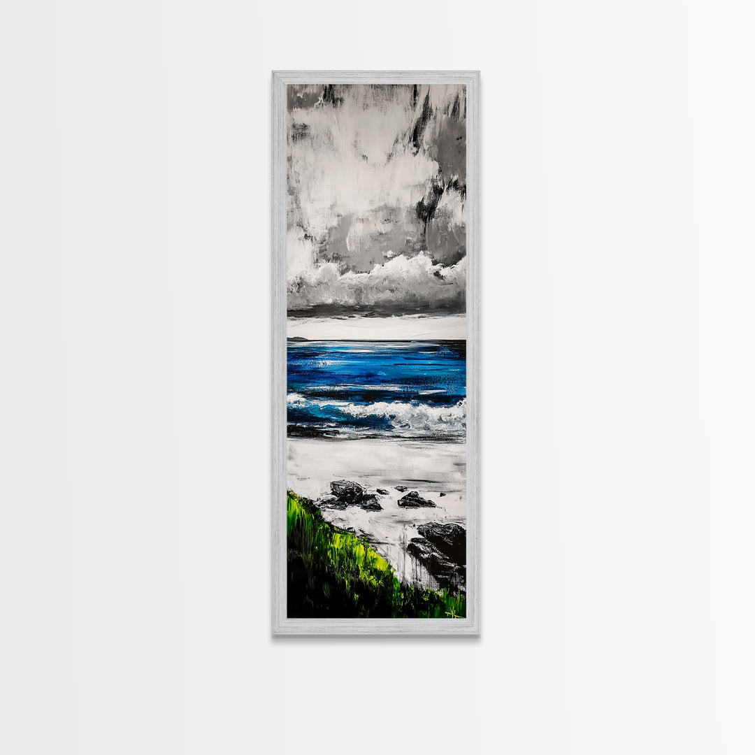 Ocean Horizon Painting, Abstract Seascape Art, Blue and Green Coastal Decor, Contemporary Nautical Art, Dining Room Wall Art, Canvas Print