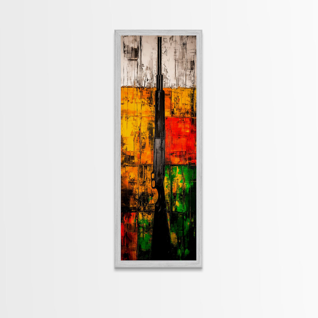 Shotgun Painting, Rustic Hunting, Framed Canvas Print, Man Cave Wall Art, Western Decor, Cabin Artwork, Bold Statement Piece