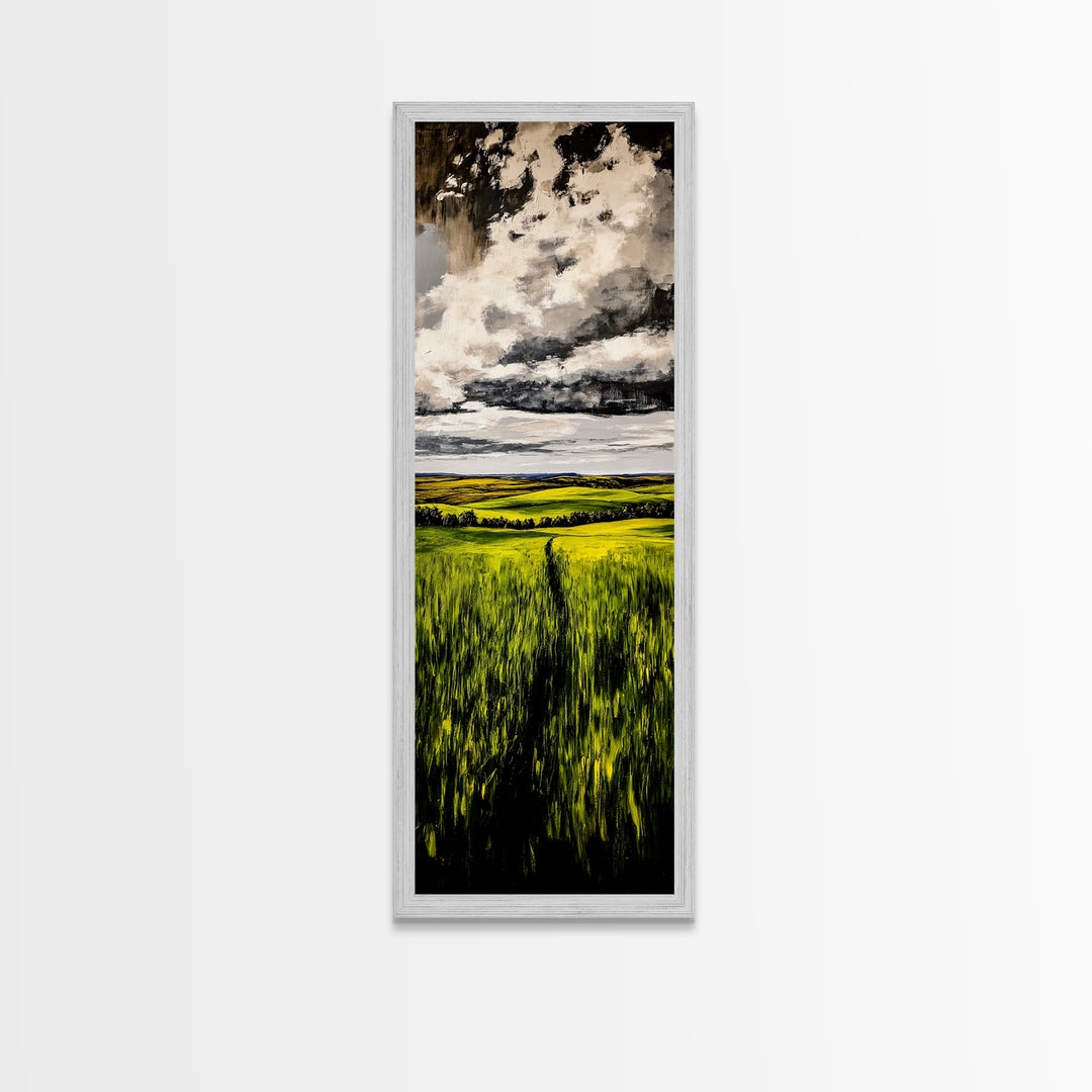 Rolling Fields, Green Landscape Painting, Farmhouse Wall Art, Nature Artwork, Rustic Home Decor, Country Living Room Art, Canvas Print